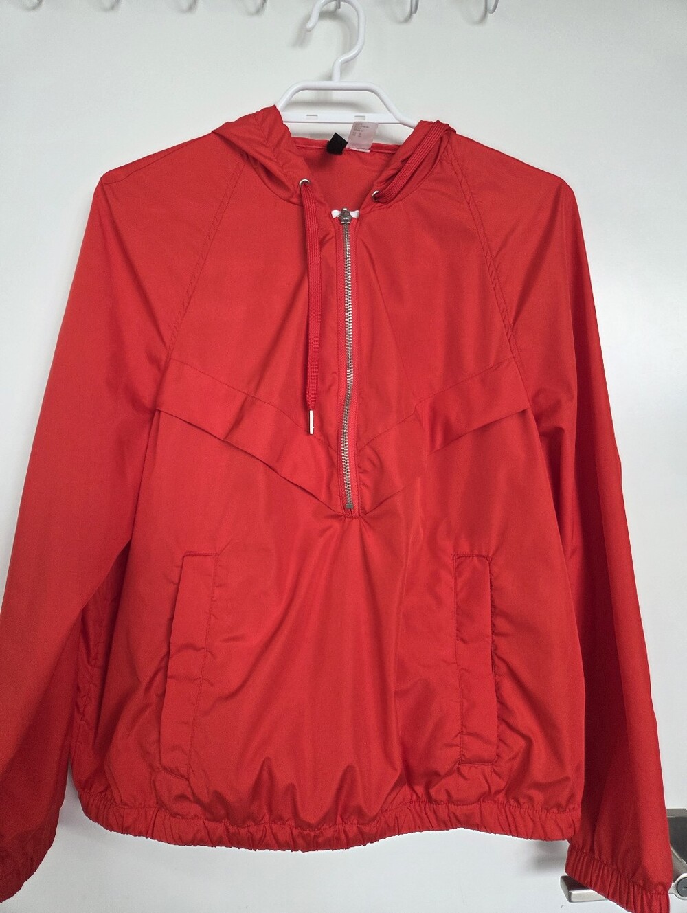Red Hooded Bomber Anorak Jacket